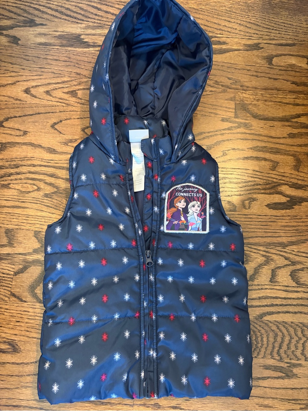 Disney Navy Blue, Red & White Frozen Puffer Vest with Hood